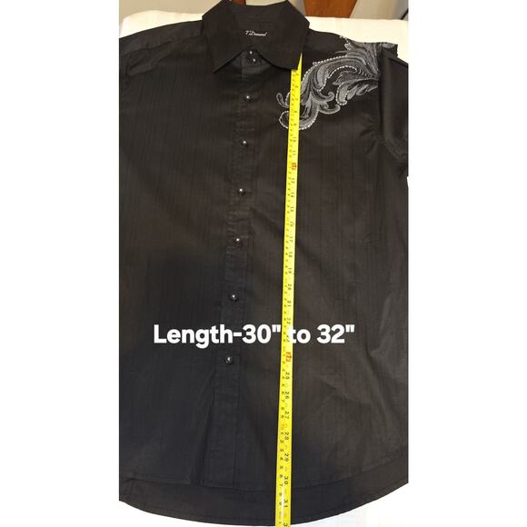7 Diamonds Mens Black Shirt XL Embroidered Contrast Stitch Western Button Up - Picture 13 of 16